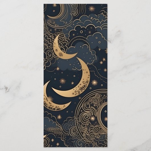 Menu Mariage céleste d'or bleu de minuit (Dos)