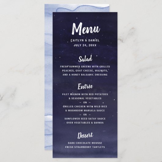 Menu Mariage céleste du ciel nocturne (Devant / Derrière)