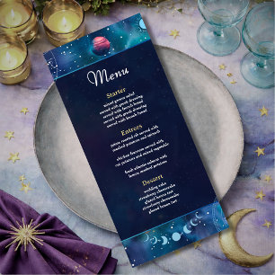 Menu Mariage céleste moderne de phases lunaires de gala