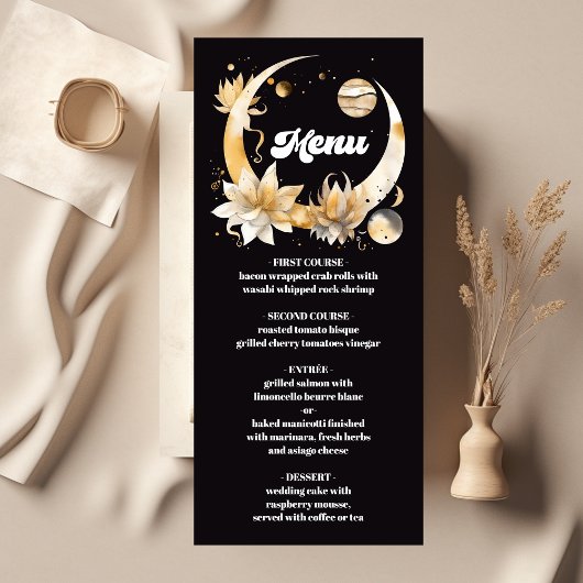 Menu Mariage Céleste Or Noir Mystique