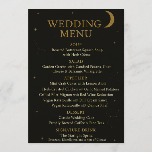 Menu Mariage Celestiant Black & Gold (Devant)