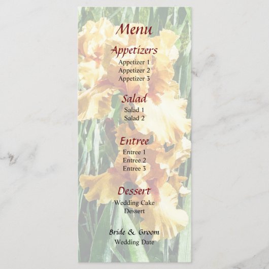 Menu Mariage Celtic Glory Irises (Devant)