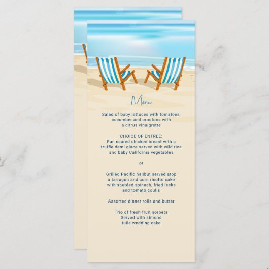 Menu Mariage Chaises de plage Tropical (Devant / Derrière)