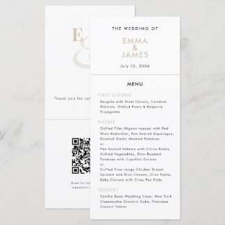 Menu Mariage Champagne Ampersand | Code QR | Élégant