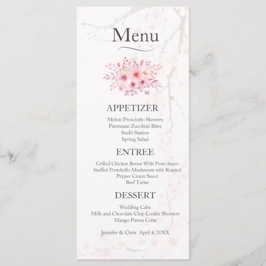 Menu Mariage Cherry Blossom (Devant)