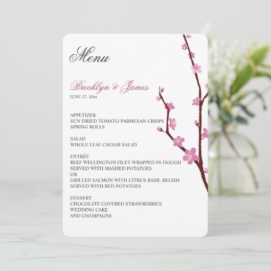 Menu Mariage Cherry Blossom (Debout devant)