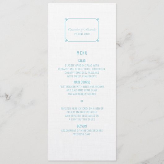 Menu Mariage Chic Aqua Paradise Deco (Devant)