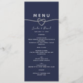 Menu Mariage chic bleu marine (Devant)