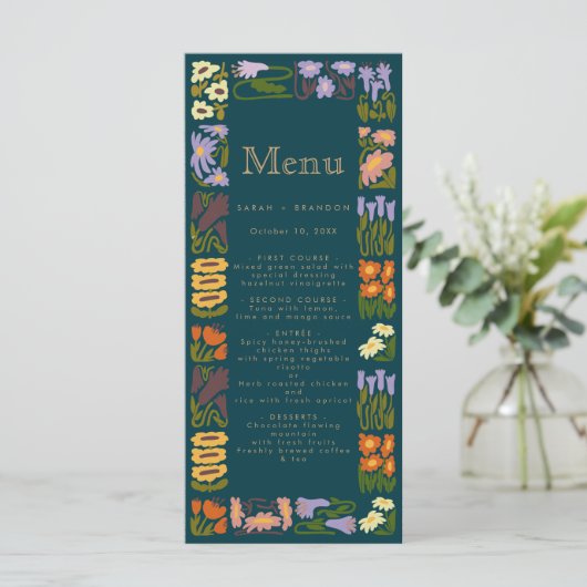 Menu Mariage chic Boho coloré moderne (Debout devant)