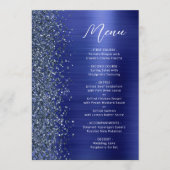 Menu Mariage chic en écriture scintillante bleu marine (Devant)
