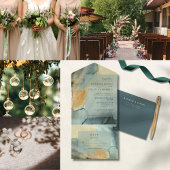 Menu Mariage chic en granit bleu vert Aquarelle