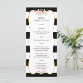 Menu Mariage Chic Gold Black White Stripes (Debout devant)
