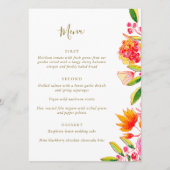 Menu Mariage chic rose orange aquarelle florale script (Devant)