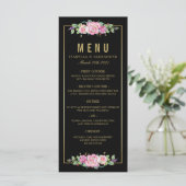 Menu Mariage Chic Roses Roses Roses et Grilles Noires O (Debout devant)