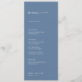 Menu Mariage Chic + Simple Script Moderne | Bleu (Devant)