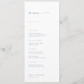 Menu Mariage Chic + Simple Script Moderne | Bleu (Devant)
