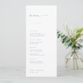 Menu Mariage Chic + Simple Script Moderne | Bleu (Debout devant)