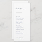 Menu Mariage Chic + Simple Script Moderne | Bleu (Devant / Derrière)