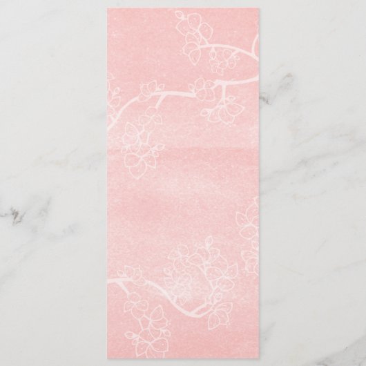 Menu Mariage chinois à deux fleurs de pêche (Dos)