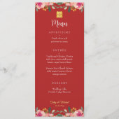 Menu Mariage chinois à fleurs de pivoine rouge double b (Devant)