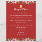 Menu Mariage chinois à fleurs de pivoine rouge double b (Devant)