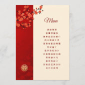 Menu MARIAGE chinois BILINGUE Red Cherry Blossom (Dos)