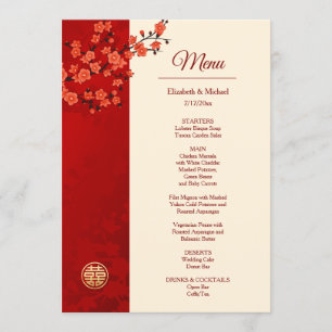 Menu MARIAGE chinois BILINGUE Red Cherry Blossom