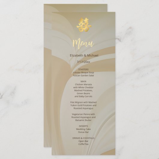 Menu Mariage chinois d'art moderne (Devant / Derrière)