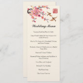 Menu Mariage chinois de peinture à l'encre sur fleurs e (Devant / Derrière)