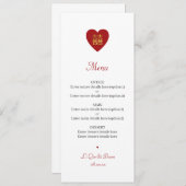 Menu Mariage chinois Double Bonheur Rouge Or (Devant / Derrière)