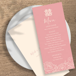 Menu Mariage chinois Elégant Double Bonheur