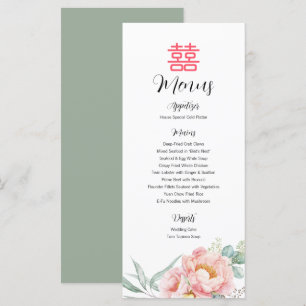 Menu Mariage chinois élégant double bonheur