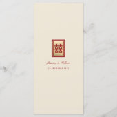 Menu Mariage chinois rectangle double bonheur or (Dos)