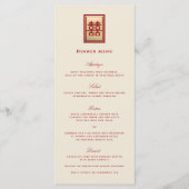 Menu Mariage chinois rectangle double bonheur or (Devant)