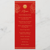 Menu Mariage chinois rouge dragon phénix banquet (Devant)