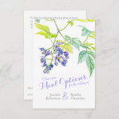 Menu mariage choix Plat violet cartes-réponses flo (Devant / Derrière)