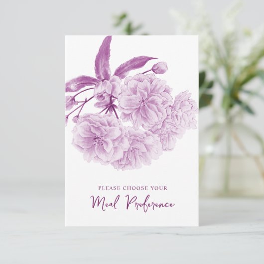 Menu mariage choix Plat violet cartes-réponses flo (Debout devant)
