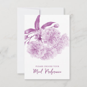 Menu mariage choix Plat violet cartes-réponses flo
