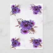 Menu Mariage Chrysanthème Aquarelle Violet  (Dos)