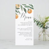 Menu Mariage Citron Aquarelle | Orange Script Élégant (Debout devant)