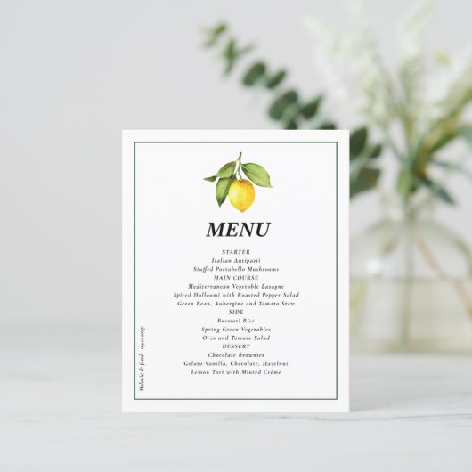 Menu Mariage Citron Budget (Debout devant)