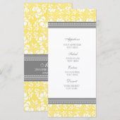 Menu mariage Citron Gris Damas (Devant / Derrière)