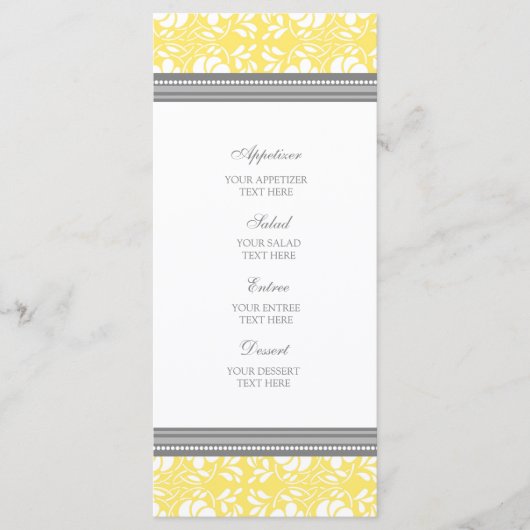 Menu mariage Citron Gris Damas (Devant)