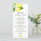Menu Mariage citrons d'aquarelle (Debout devant)