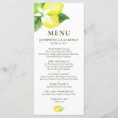 Menu Mariage citrons d'aquarelle (Devant)