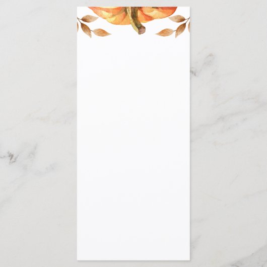 Menu Mariage Citrouille aquarelle (Dos)