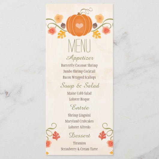 Menu Mariage Citrouille Automne (Devant)