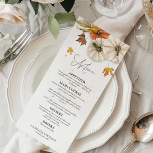 Menu Mariage Citrouille Rustic Fall
