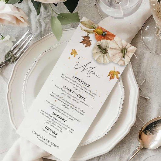 Menu Mariage Citrouille Rustic Fall