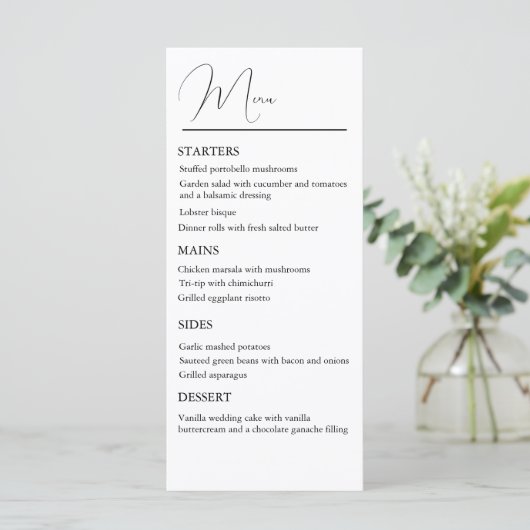 Menu Mariage classique (Debout devant)